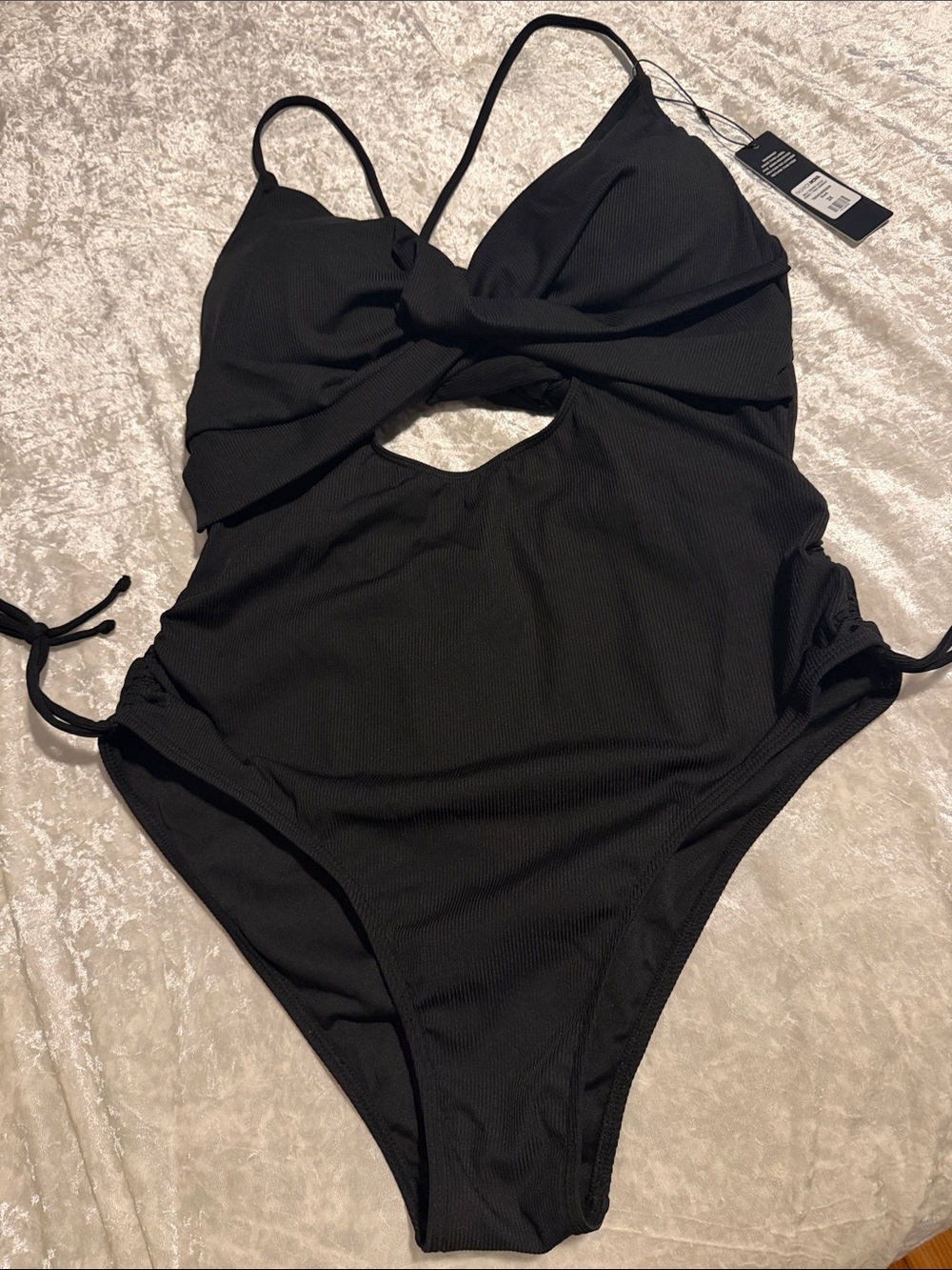 3X black flattering One-Piece Swimsuit with ruched sides